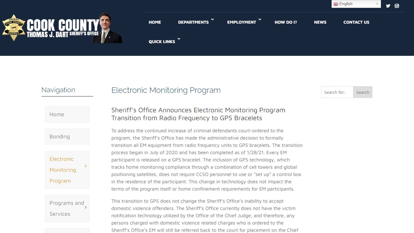 Electronic Monitoring Program - Cook County Sheriff's Office